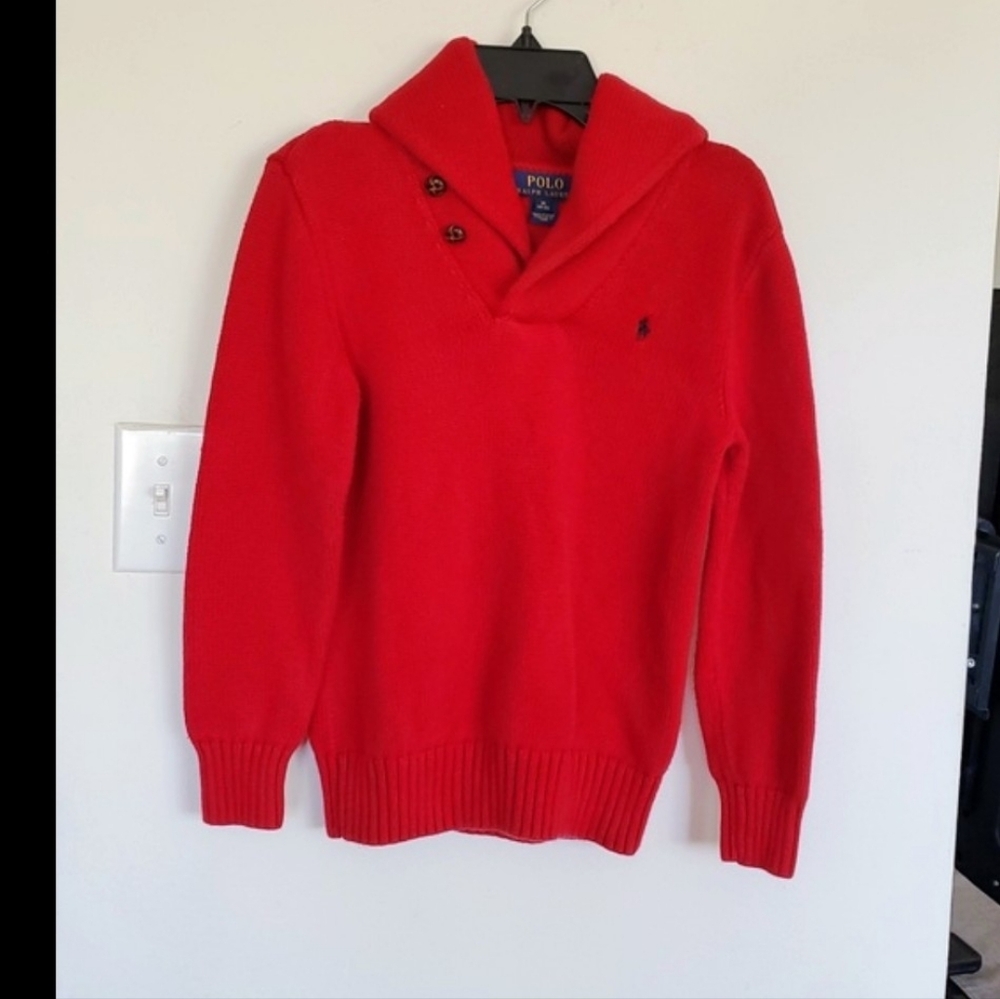 Polo by Ralph Lauren Boys Red Shawl Collar Sweater